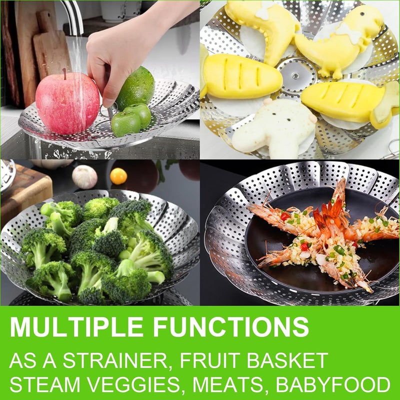 FOFAYU Vegetable Steamer Basket for Cooking 304 Stainless Steel Veggie Food Steamer Basket, Folding Expandable Steamers to Fit Various Size Pot (5.9" to 10") - Image 5